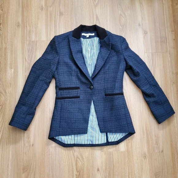 Veronica Beard Gia Peak Plaid Wool Jacket Blazer - Picture 1 of 10